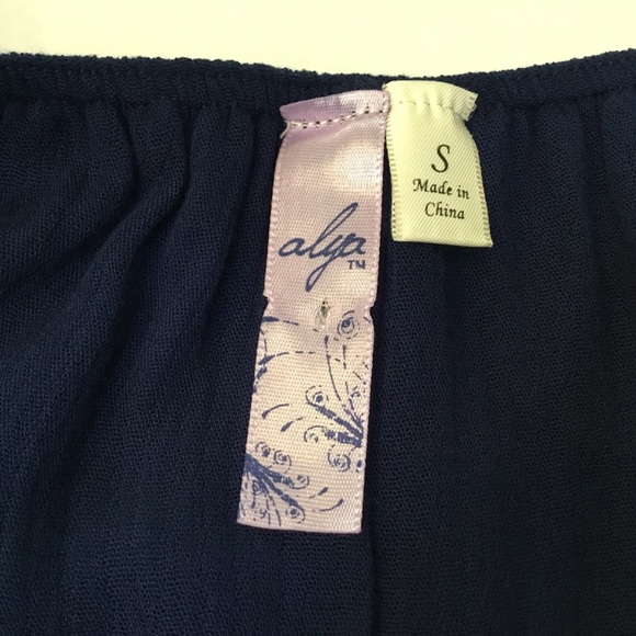 Alya Women Mini Dress A-Line Peasant Straps Sz S - Picture 2 of 8